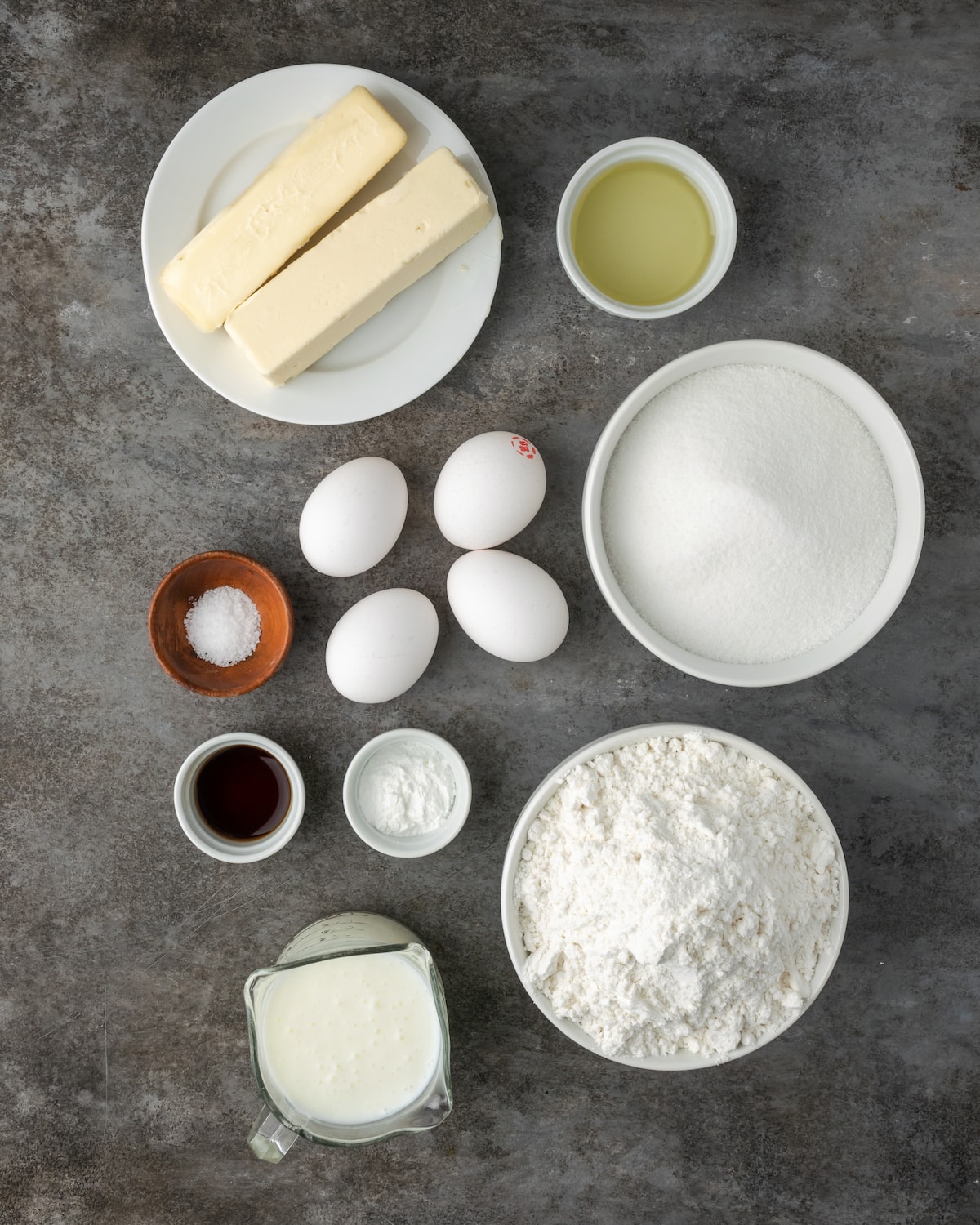 The ingredients for the cannoli cake layers.