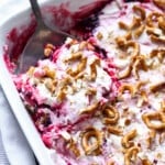 Serving No Bake Cherry Pretzel Dessert