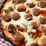 Chicken Parm meatballs covered in melted cheese