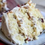 Slice of Italian Cream Cake on a plate