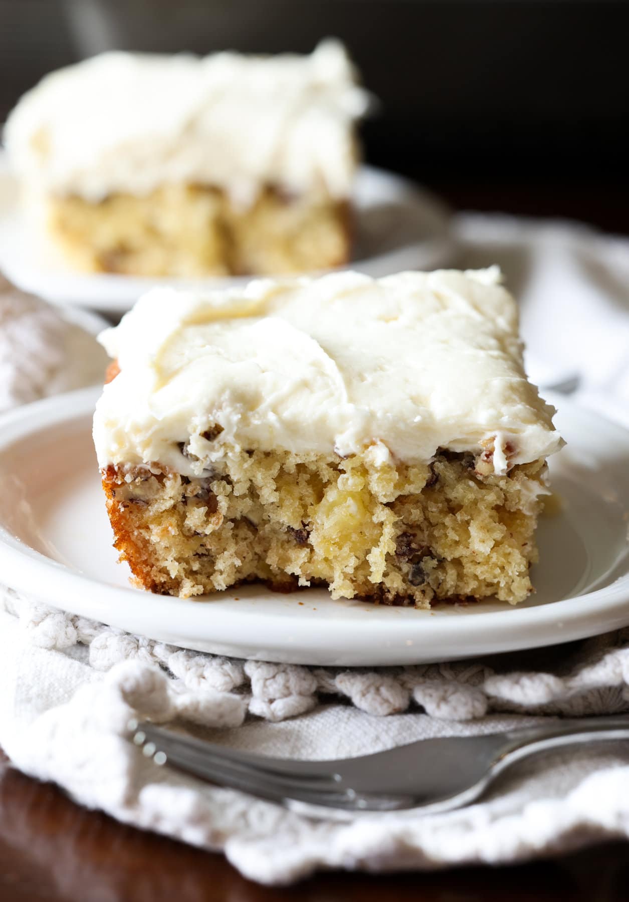 Pineapple cake on a plate with frosting