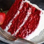 The BEST Red Velvet Cake recipe that slices up perfectly!