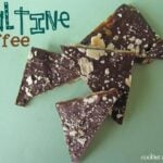 Overhead view of a few pieces of Chocolate-covered Saltine Toffee