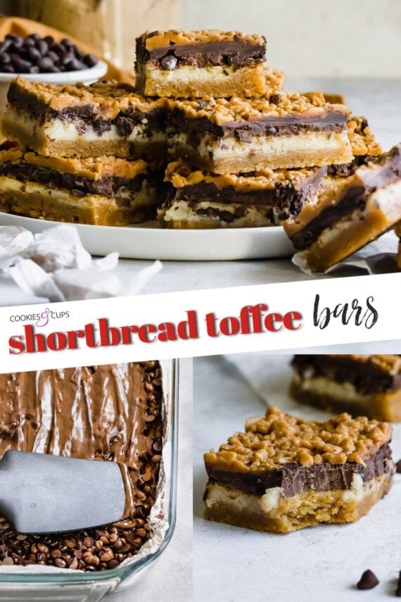 Shortbread Toffee Cookie Bars Pinterest Image